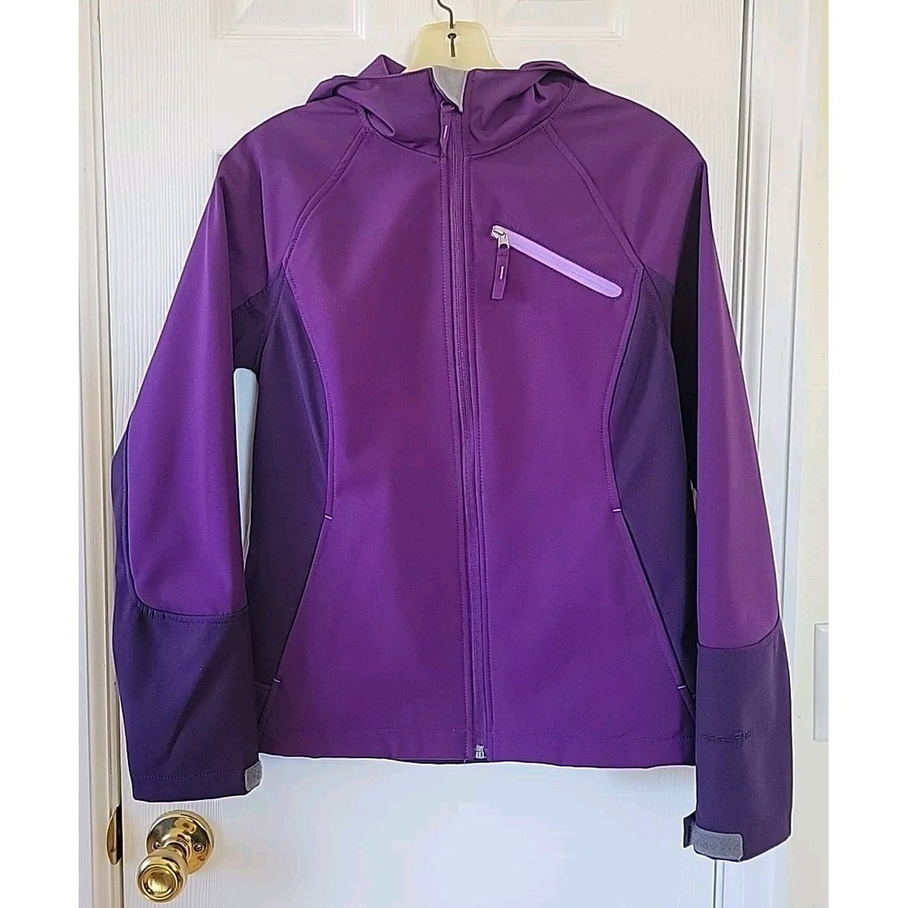 Free Tech Ladies Jacket Size S 4-6 Purple Hooded Windbreaker Full Zip Raglan